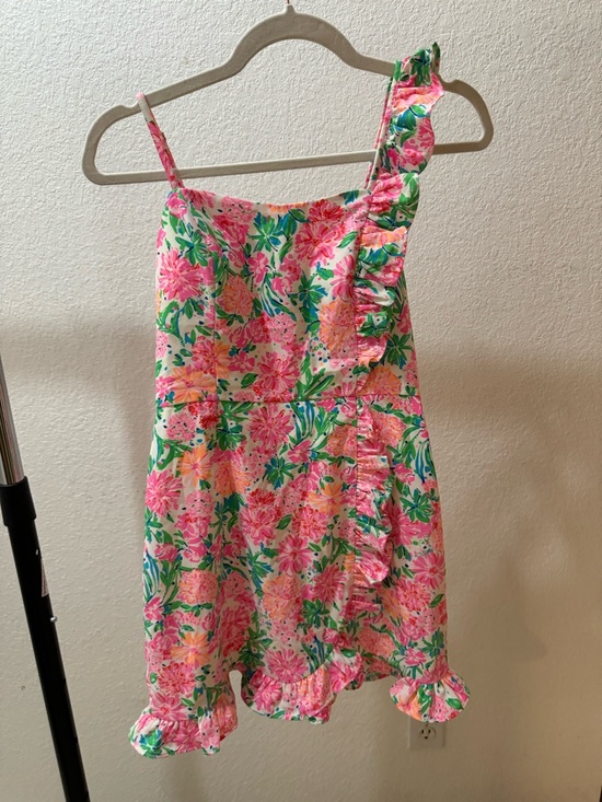 Lilly Pulitzer Pants - Lilly Pulitzer Pink & Green Floral Ruffle Dress